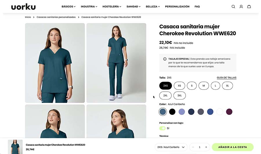 Sistema de personalización de uniformes con logo en Uorku