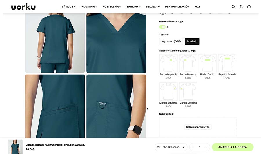 Ficha de producto de ropa laboral en Uorku